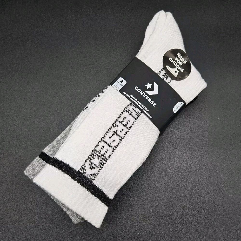 Converse Chuck Taylor Men's 6-12‎ Half Cushion Logo Crew Socks 3 Pair Pack Multi